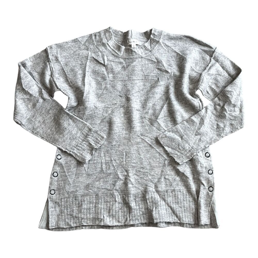 Hem & Thread Oatmeal Beige Side Snap Sweater S
